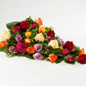 Bårebuket, blandede roser - Blomster til begravelse