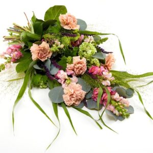 Bårebuket, luftig og farverig - Blomster til begravelse