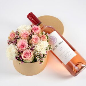 Blomsteræske med rosé - Send blomster med Bloomit