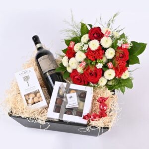 Festlig gavekasse med fødselsdagsbuket - Send blomster med Bloomit