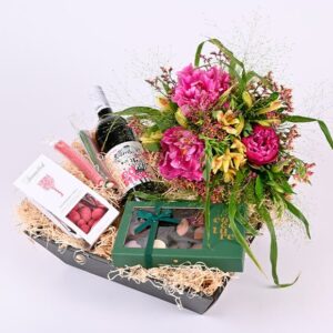 Gavekasse med buket - Send blomster med Bloomit