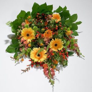 Gylden bårebuket - Blomster til begravelse