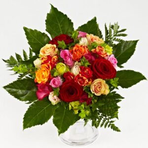 Rosenbuket i varme farver - Send blomster med Bloomit